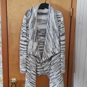 Long Gray/Cream Cardigan Sweater